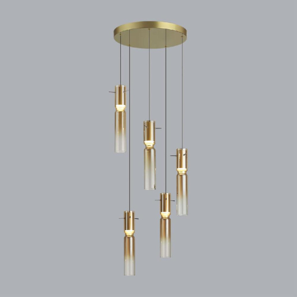5058/25LA PENDANT ODL24 461 золотой/янтарный/металл/стекло Люстра каскадная LED 5*5W 3000K SCROW