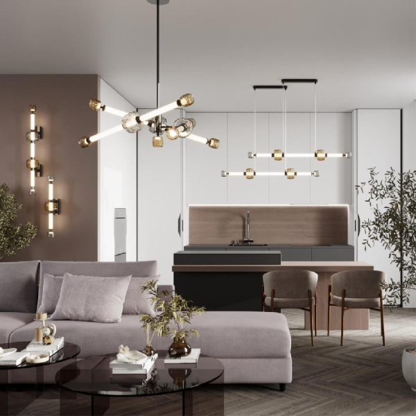 5427/40L L-VISION ODL_EX24 23 черный хром/белый/дымчатый/коньячный/металл/стекло/акрил Подвес LED 40W 3000K KLIFF