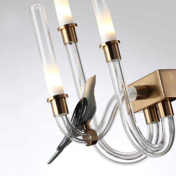 5431/6WL L-VISION ODL_EX24 123 золотой(под латунь)/белый градиент/беж./зеленый/ металл/стекло/керамика Бра LED 6W 4000K LARK