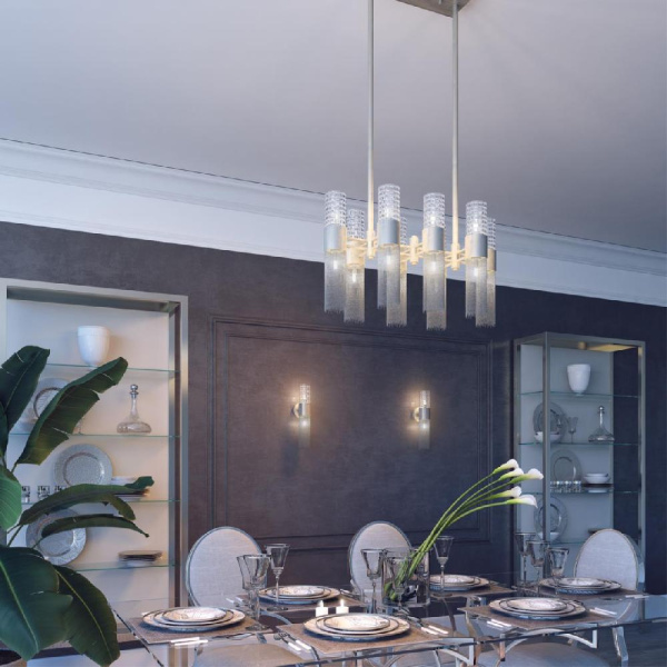 4631/1 HALL ODL20 671 серебристый/стекло/металл.цепочки Подвес G9 1*5W 220V PERLA