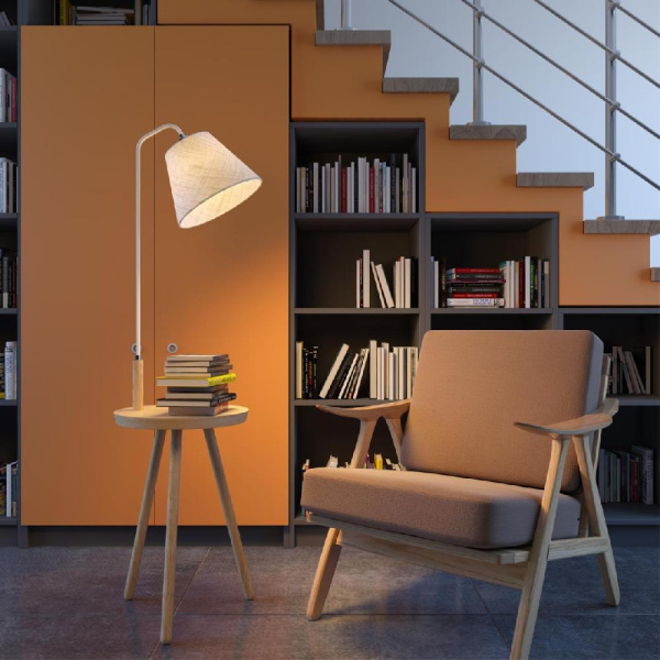 4667/1F HALL ODL20 443 светлое дерево/рогожка Торшер E27 1*60W 220V KALDA