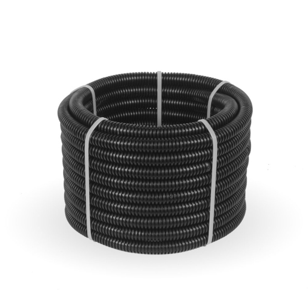 Труба гофрированная ПА безгалогенная (HF) стойкая к ультрафиолету черная с/з d25 мм (10м/1200м уп/пал) Промрукав