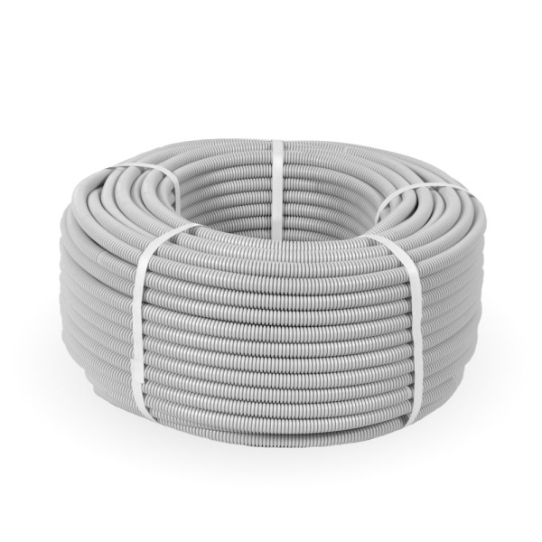 Труба гофрированная ПНД лёгкая 350 Н безгалогенная (HF) стойкая к ультрафиолету серая с/з d16 мм (100м/5500м уп/пал) Промрукав