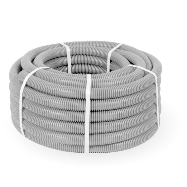 Труба гофрированная ПНД лёгкая 350 Н безгалогенная (HF) стойкая к ультрафиолету серая с/з d32 мм (25м/1375м уп/пал) Промрукав