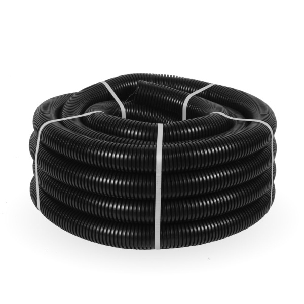 Труба гофрированная ПНД безгалогенная (HF) черная с/з d50 мм (15м/660м уп/пал) Строитель