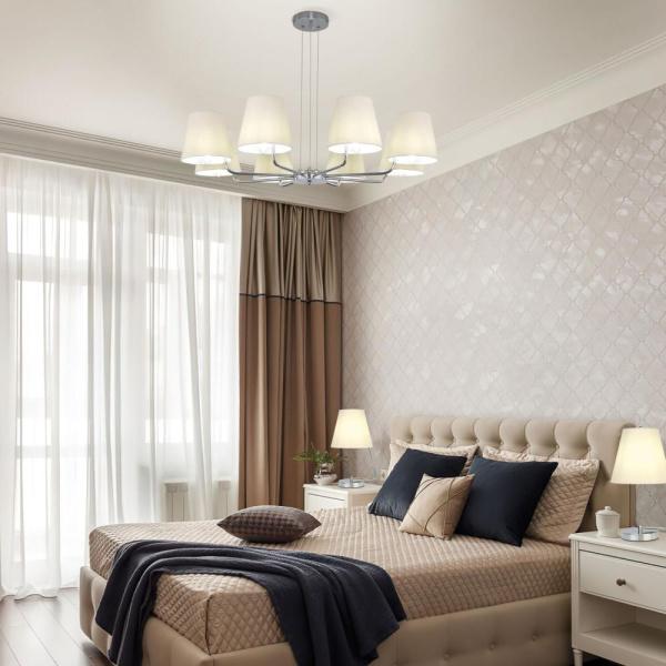 Подвесная люстра с тканевыми абажурами 60155/8 хром