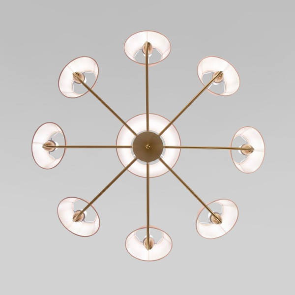 Подвесная люстра с тканевыми абажурами 60154 латунь