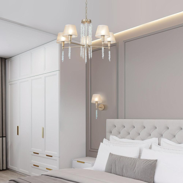 НАСТЕННЫЙ СВЕТИЛЬНИК С ТКАНЕВЫМ АБАЖУРОМ 60148/1 матовое золото