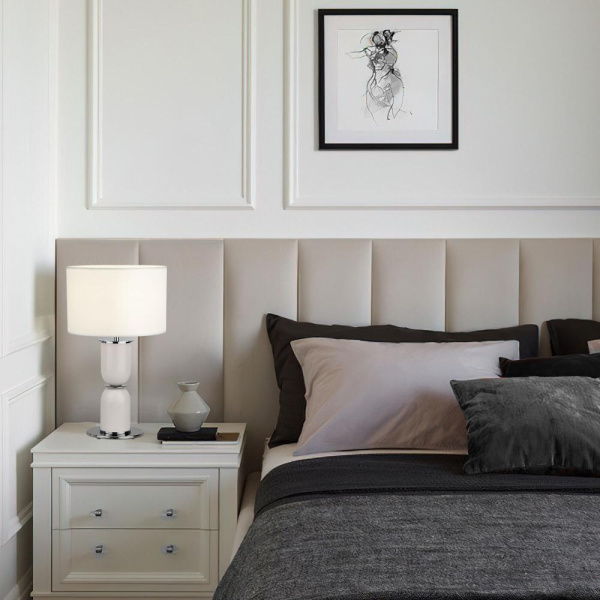 Настольный светильник с тканевым абажуром 01153/1 никель