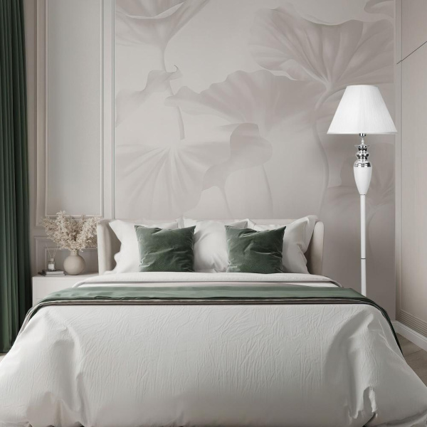 Напольный светильник с тканевым абажуром 009 белый