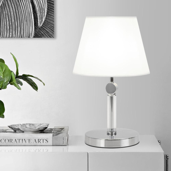 Настольный светильник с тканевым абажуром 01145/1 хром
