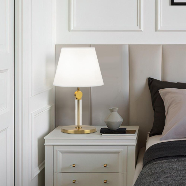 Настольный светильник с тканевым абажуром 01145/1 латунь