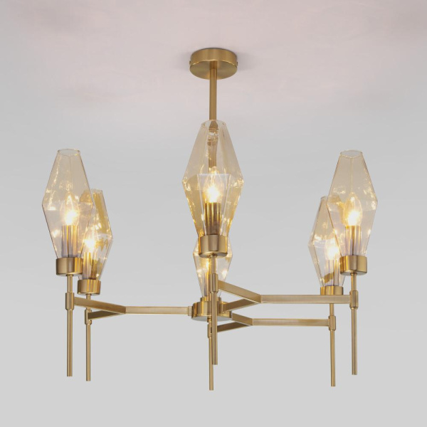 Потолочная люстра со стеклянными плафонами 60143/6 латунь
