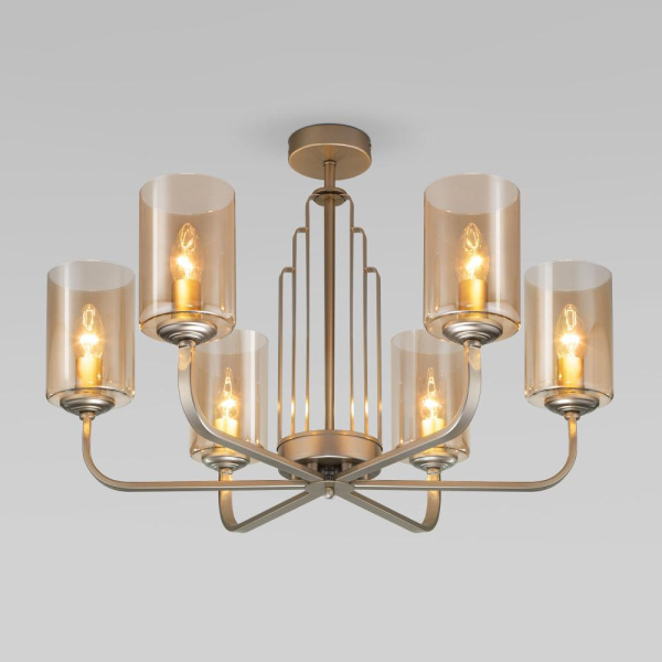 Потолочная люстра со стеклянными плафонами 60138/6 перламутровое золото