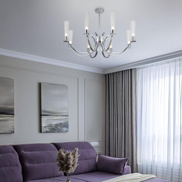 Потолочная люстра со стеклянными плафонами 60141/8 хром