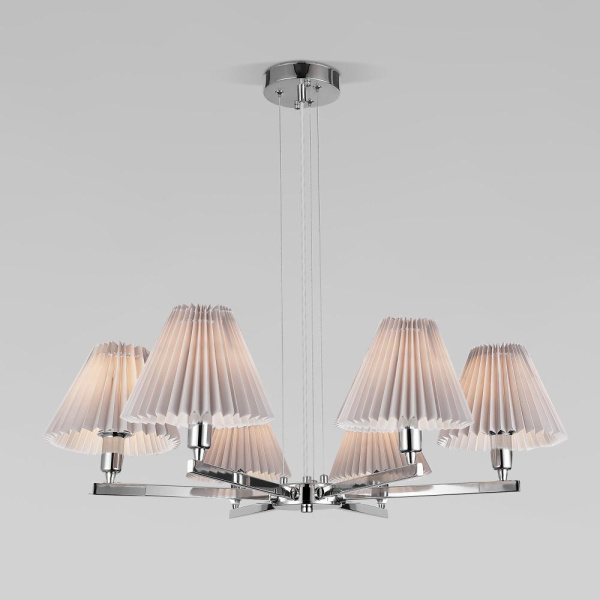 Подвесная люстра с тканевыми абажурами 60136/6 хром/серый