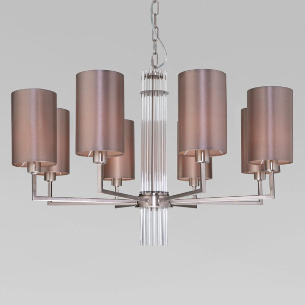 Потолочная люстра с тканевыми абажурами 60134/8 никель