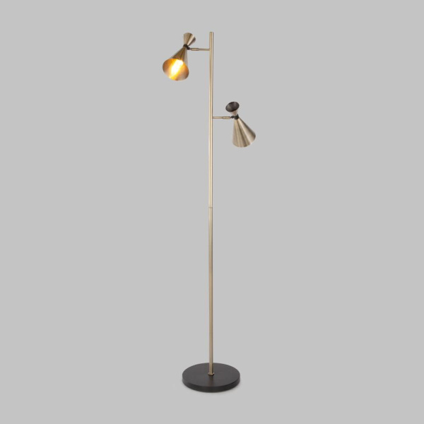 Напольный светильник в стиле лофт 01109/2 латунь / черный