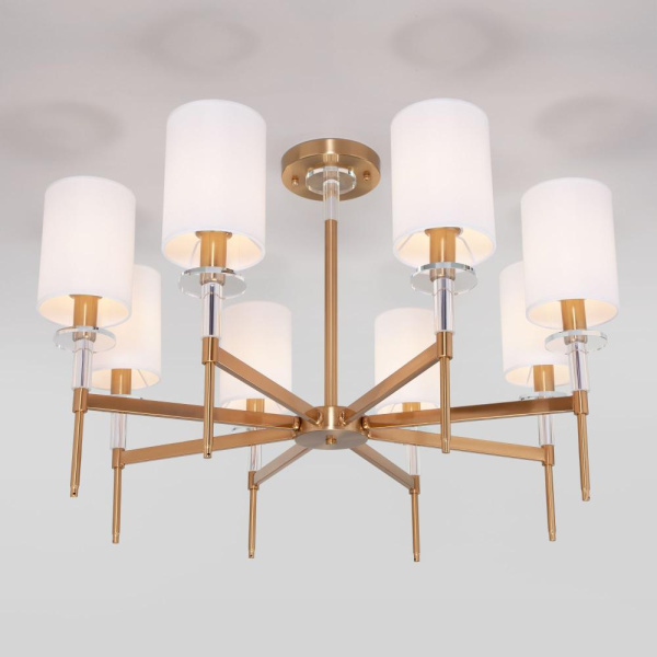 Потолочная люстра с тканевыми абажурами 60132/8 латунь