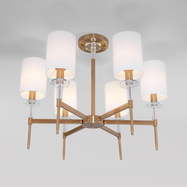 Потолочная люстра с тканевыми абажурами 60132/6 латунь