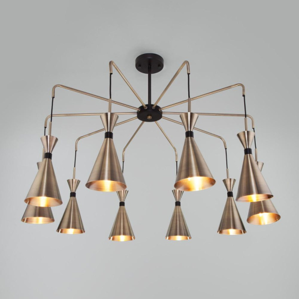 Потолочная люстра в стиле лофт 316/10 латунь / черный