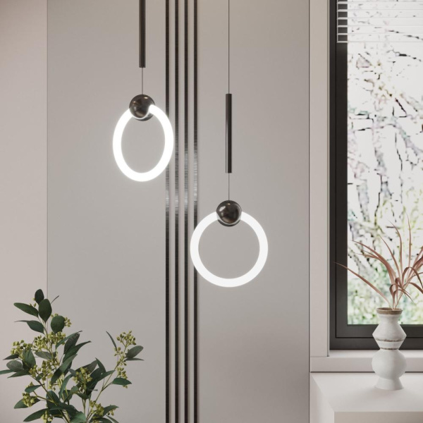 Подвесной светодиодный светильник в стиле минимализм 90165/1 черный жемчуг