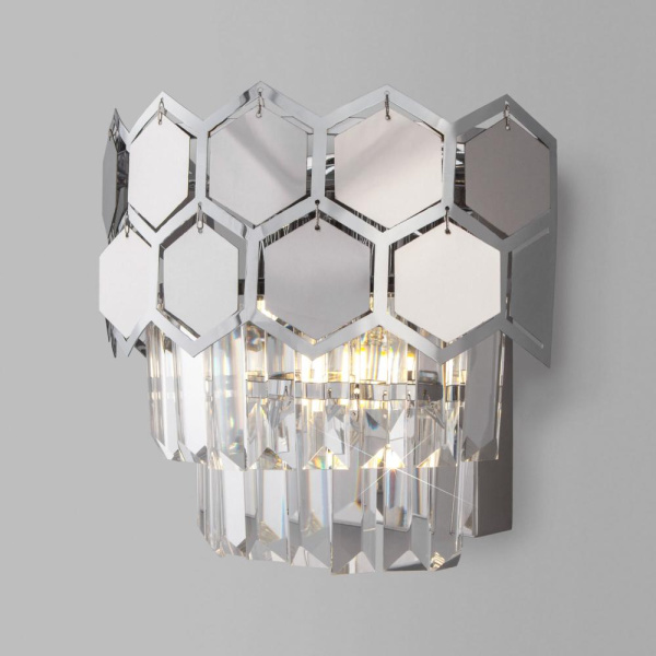 Настенный светильник с хрусталем 10124/2 хром/прозрачный хрусталь Strotskis (10113/2)