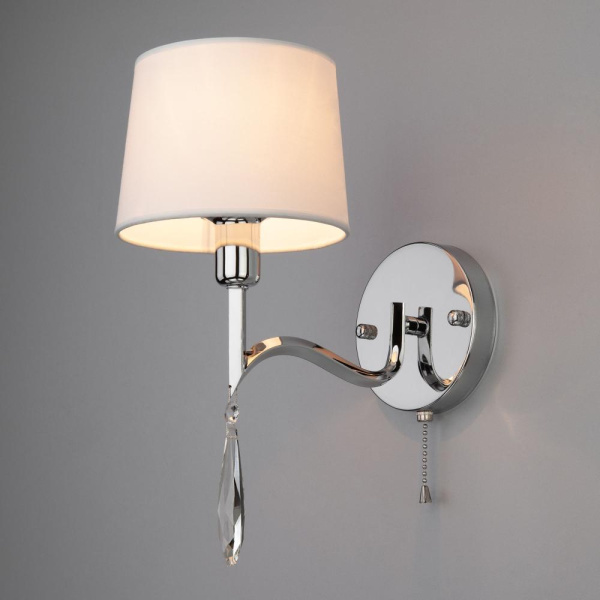 Настенный светильник с тканевым абажуром 10127/1 хром