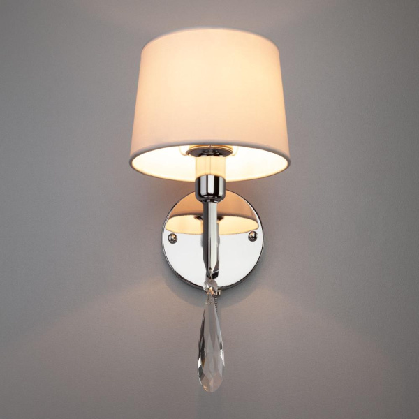 Настенный светильник с тканевым абажуром 10127/1 хром