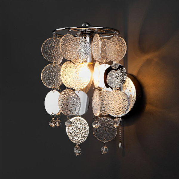 Настенный светильник с фактурным стеклом 334/1 хром