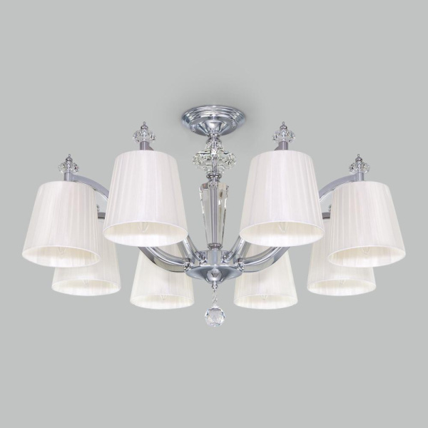 Потолочная люстра с тканевыми абажурами 60122/8 хром
