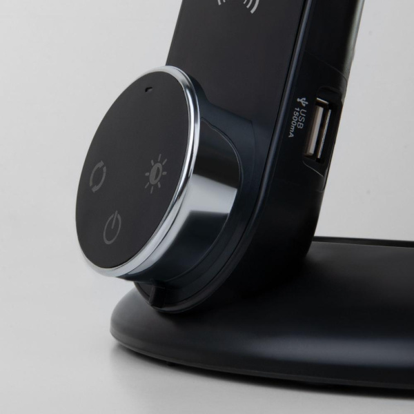 Настольный светодиодный светильник с сенсорным управлением и индукционной зарядкой 80428/1 черный