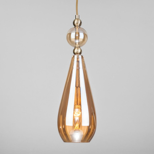 Подвесной светильник со стеклянным плафоном 50202/1 янтарный