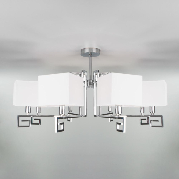 Потолочная люстра с тканевыми абажурами 60115/8 хром