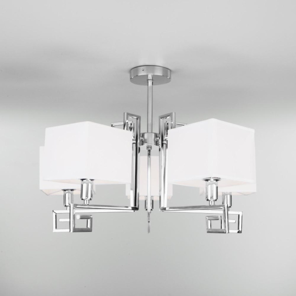 Потолочная люстра с тканевыми абажурами 60115/5 хром