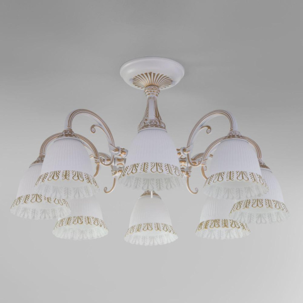 Потолочная люстра со стеклянными плафонами 60107/8 белый с золотом