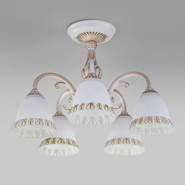 Потолочная люстра со стеклянными плафонами 60107/5 белый с золотом