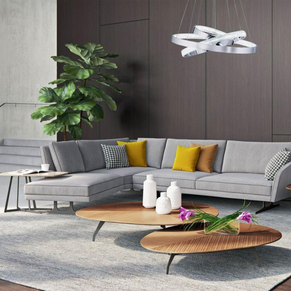 Подвесной светодиодный светильник с регулировкой цветовой температуры и яркости 90176/3 хром