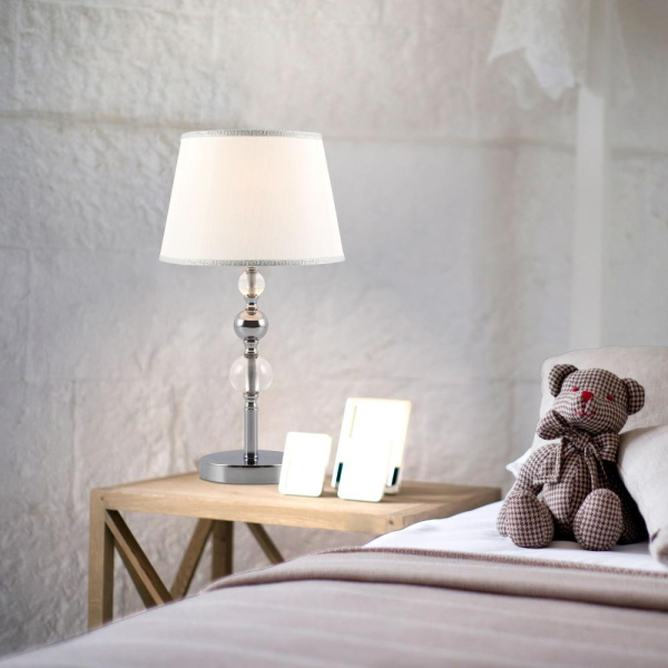 Настольный светильник с тканевым абажуром 01071/1 хром