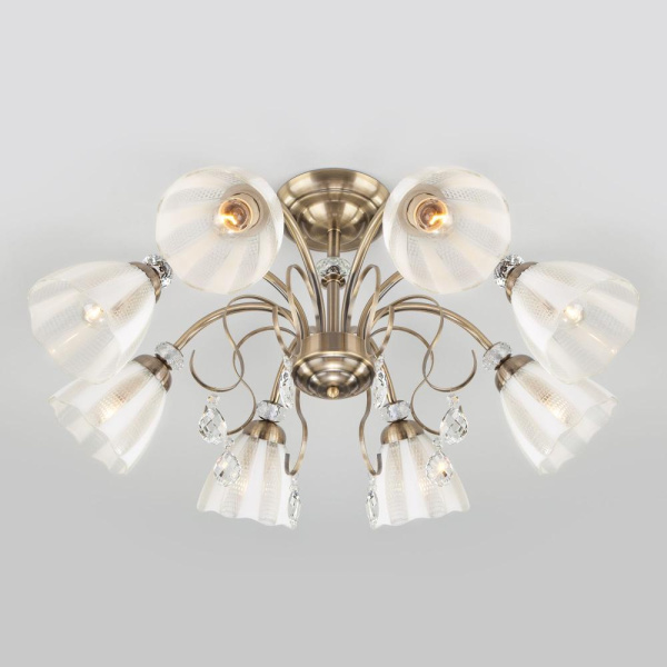Потолочная люстра со стеклянными плафонами 30155/8 античная бронза