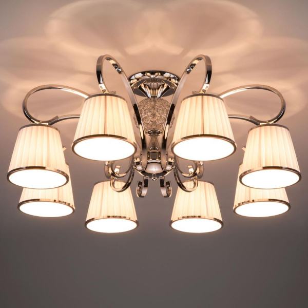 Потолочная люстра с тканевыми абажурами 60088/8 хром