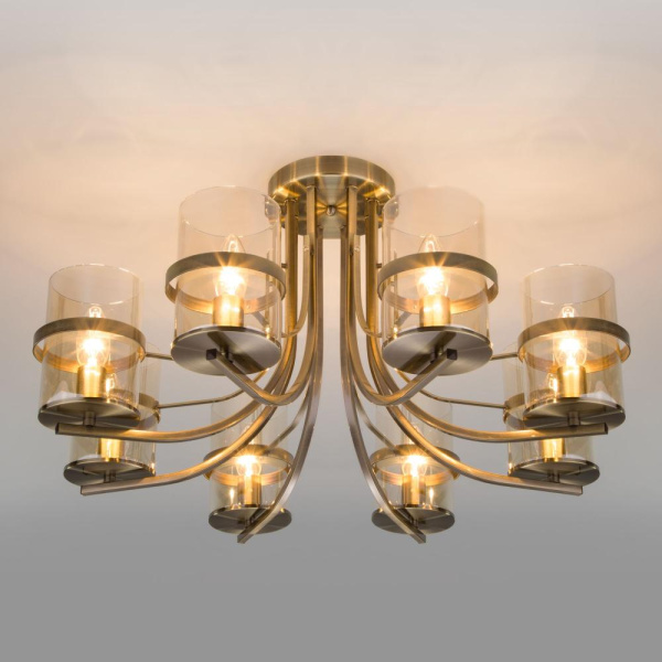 Потолочная люстра со стеклянными плафонами 60085/8 античная бронза