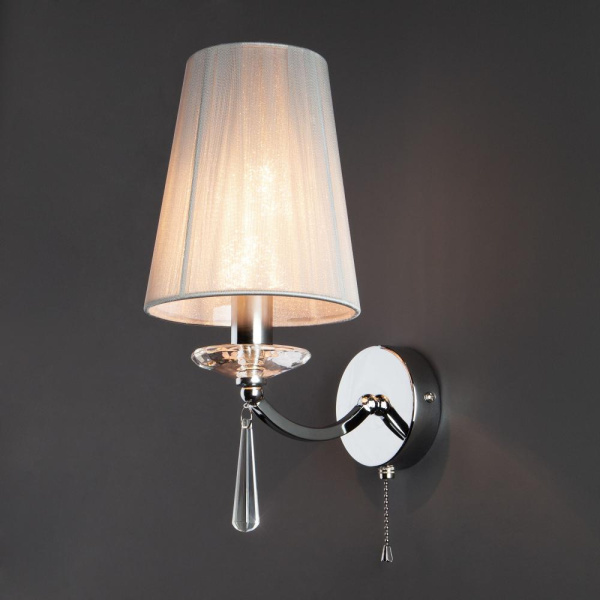 Настенный светильник с тканевым абажуром 60079/1 хром