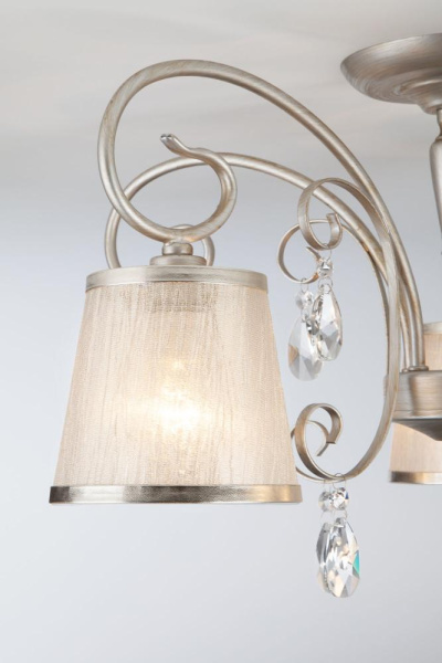 Потолочная люстра с тканевыми абажурами 60065/5 серебро