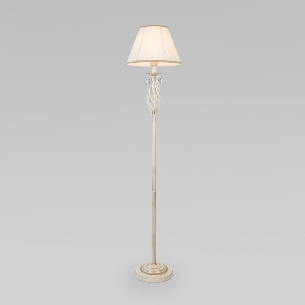 Напольный светильник с тканевым абажуром 10073/1 белый с золотом