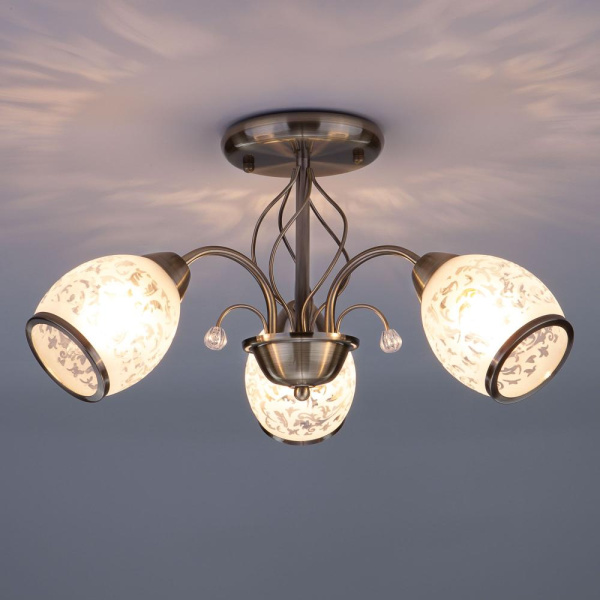 Подвесная люстра с хрусталем 30026/3 античная бронза