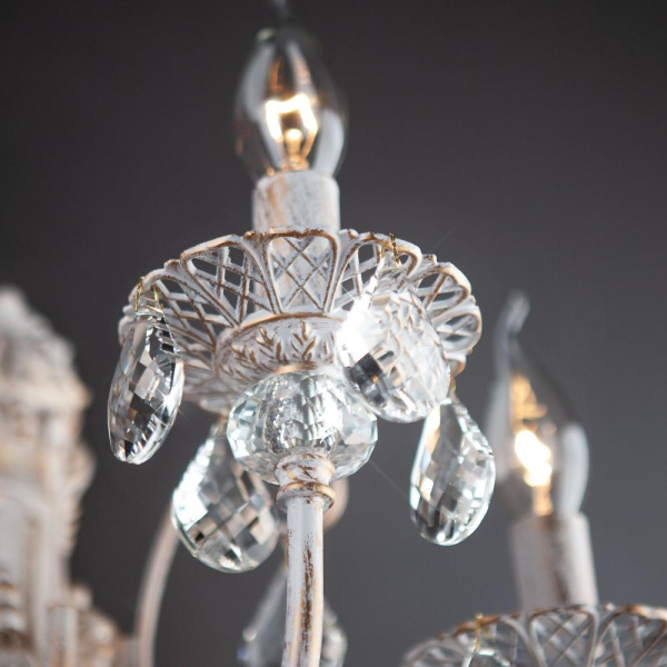 Настенный светильник с хрусталем 3305/3  белый с золотом