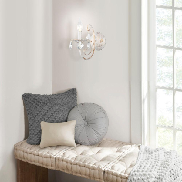 Настенный светильник с хрусталем 3305/1 белый с золотом