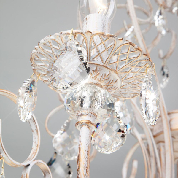 Подвесная люстра с хрусталем 3305/12 белый с золотом