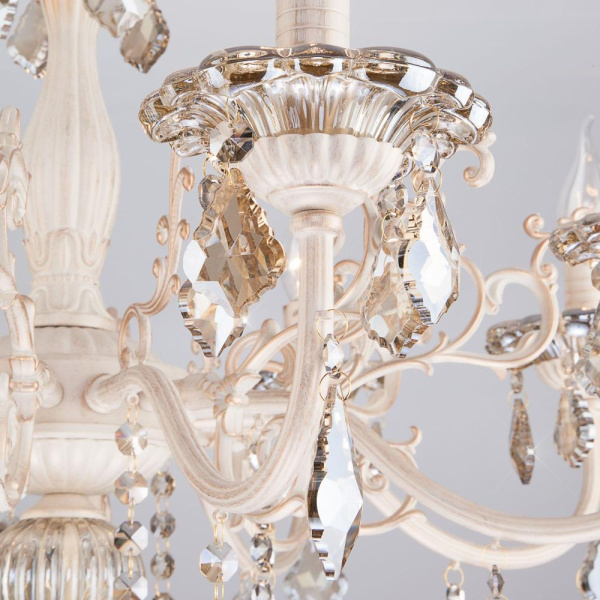 Подвесная люстра с хрусталем 3281/8 белый с золотом
